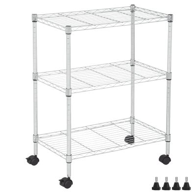 YYkokocat Wire Shelving 32" H x 23W x 13D Storage Shelf with Wheels Adjustable 3 Tier Metal Shelves Unit for Small Places Kitchen Storage Rack Shelf Organizer, 450Lbs Capacity, Chrome