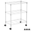 YYkokocat Wire Shelving 32" H x 23W x 13D Storage Shelf with Wheels Adjustable 3 Tier Metal Shelves Unit for Small Places Kitchen Storage Rack Shelf Organizer, 450Lbs Capacity, Chrome view 1