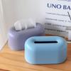 ROHNES Desktop Tissue Box Plastic Simple Napkin Holder Pumping Paper Case Dispenserrectangular Solid Colour Cute Tissue Box view 4