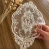 2Pack 12x18-in Retro Lace Placemats, French Crochet Doilies, Handmade Embroidered Table Mats, White view 2