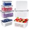 Freshmage Fruit Storage Containers for Fridge with Removable Colander, Airtight Food Storage Container, Dishwasher Safe Produce Saver for Refrigerator, Keep Berry Fruit Fresh Longer 4 pcs Small Clear view 1