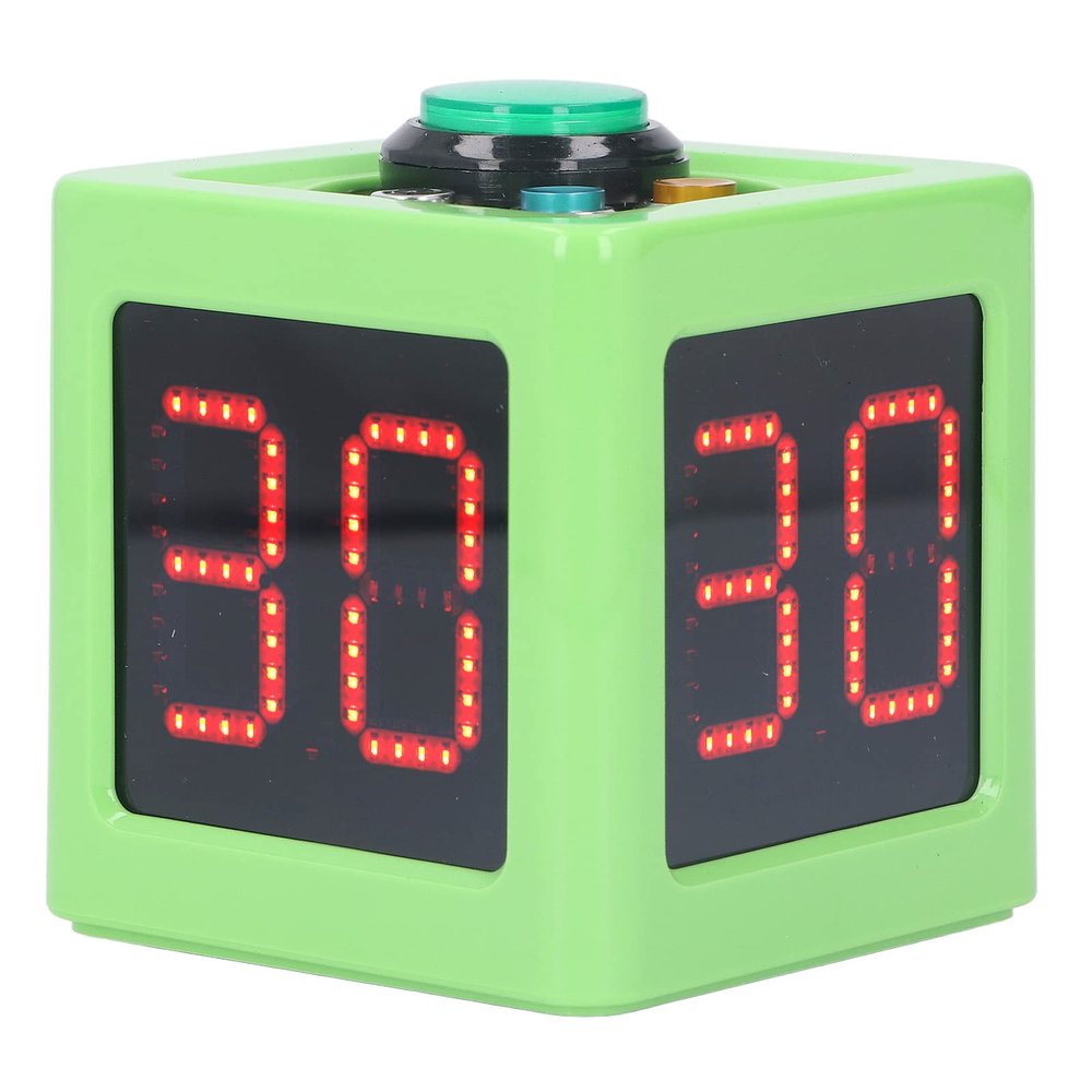 Digital Shot Timer, 1.4in HD Display Cube Timer with Three Buttons, 4-Side Time Cube Timer Seconds Countdown Timer for Poker Casino Chess Tournament Table Games (Green)