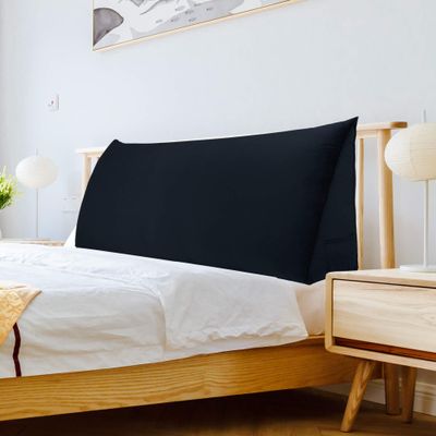 BNCKTRD Headboard Wedge Pillow Cal King XXL Bolsters Pillow for Bed Back Support Backrest Cushion for Reading Watching TV Working Sitting on Bed Large Daybed Couch Bed Rest Pillow Velvet Black