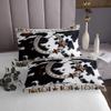 Adults Texas Star Horseshoe Bedspread Queen,Boys Western Country Cowhide Quilted Beddings Rustic Farmhouse Highland Cow Print Quilt Set Black White Brown Farm Animal Decor Coverlet Set 3 Pcs view 4