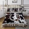 Adults Texas Star Horseshoe Bedspread King,Boys Western Country Cowhide Quilted Beddings Rustic Farmhouse Highland Cow Print Quilt Set Black White Brown Farm Animal Decor Coverlet Set 3 Pcs view 2