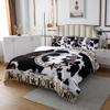 Adults Texas Star Horseshoe Bedspread King,Boys Western Country Cowhide Quilted Beddings Rustic Farmhouse Highland Cow Print Quilt Set Black White Brown Farm Animal Decor Coverlet Set 3 Pcs view 3