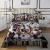 Brown Cowhide Quilted Bedding for Men Queen,Rustic Farmhouse Horseshoe Quilt Set for Kids Adults Western Texas Star Bedspread Retro Grunge Barn Door Highland Cow Fur Coverlet Set 2 Pillow Cases view 2