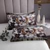 Brown Cowhide Quilted Bedding for Men Queen,Rustic Farmhouse Horseshoe Quilt Set for Kids Adults Western Texas Star Bedspread Retro Grunge Barn Door Highland Cow Fur Coverlet Set 2 Pillow Cases view 4
