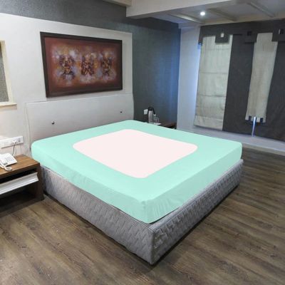 Striped Box Spring Cover - 100% Egyptian Cotton, 1000 TC Wrap Around 4 Sides Cover for Hotel & Home, Fits Box Springs up to 15 Inch - TwinXL, Aqua Blue
