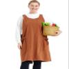 APRONNER Cross Back Plus Size Linen Aprons for Women with Pockets Blend Dress for Baking Cooking Gardening Works Brown view 1