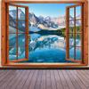 Aidatain Window Tapestry Mountain Lake Forest Scene Tapestry Nature Landscape Wall Hanging, Flannel Art Large Tapestries 80"x 60" Flannel for Bedroom Home Decor GTFNAT0088 view 1