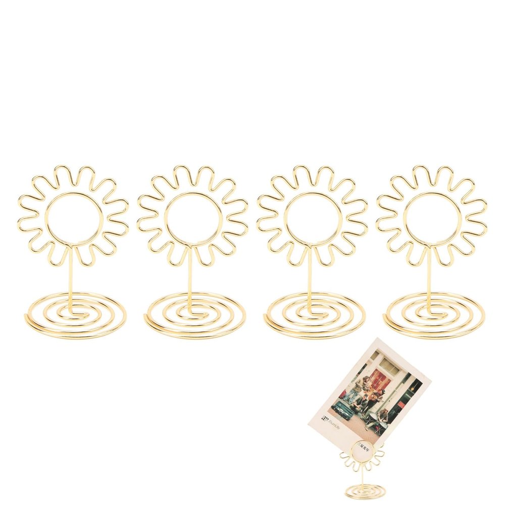 Wire Table Picture Photo Holder,20Pcs Sunflower Place Table Place Card Holder Clip Name Card Holders Picture Photo Holder for Weddings Anniversary Party(Gold)