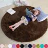 Brown Round Rugs for Bedroom, 6x6 Feet Cute Fluffy Plush Shaggy Carpet Boys Girls Kids Indoor Living Nursery Room Decor Circle Floor view 1