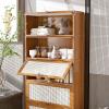 CraftThink Wooden Bookshelf, 5 Tier Bamboo Light Brown Bookshelf Modern Standard Bookcase Rectangle Shelves with Doors for Bedroom,Office,Kitchen,Living Room (27.6" L x 13" D x 67.5" H) view 4