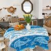 BOBOWUNY Blue Dolphin Square/Round Tablecloths 60x60, Summer Beach Coastal Sea Wave Nautical Table Cloth Table Cover Indoor/Outdoor Tabletop Decor for Wedding Holiday Party Dinner Baby Shower view 4