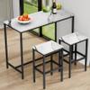 Aklaus Bar Table Set,44" White Faux Marble Top Bar Table and Chairs Set,Counter Height Bartable with 2 Bar Stools,3 Piece Kitchen Breakfast Table for Living Room Dining Room Apartment view 2