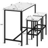 Aklaus Bar Table Set,44" White Faux Marble Top Bar Table and Chairs Set,Counter Height Bartable with 2 Bar Stools,3 Piece Kitchen Breakfast Table for Living Room Dining Room Apartment view 3