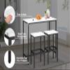 Aklaus Bar Table Set,44" White Faux Marble Top Bar Table and Chairs Set,Counter Height Bartable with 2 Bar Stools,3 Piece Kitchen Breakfast Table for Living Room Dining Room Apartment view 4