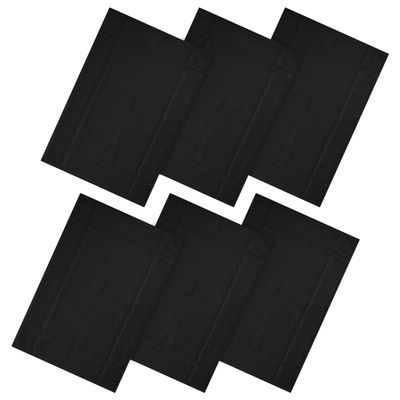 Ample Decor 100% Cotton Bath Mats 34 x 20 Inches, Quick Dry, 1350 GSM Banded Border Shower Bathroom Floor Mat, Not Bathroom Rug - Black Pack of 6