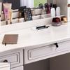 KWOKING Contemporary Vanity Dressing Table Set with Wood Stool for Bedroom Rubberwood Dressing Table Mirror Dressing Table with Mirror Storage Cabinet Dressers White Blue 45" L x 19" W x 61" H view 3