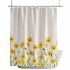 Anzona Yellow Daisy Flower Waterproof Shower Curtains Set - Small 36 x 72 Inch, Spring Floral Botanical Rustic Retro Polyester Fabric Bathroom Curtain with 12 Hooks, Bathroom Accessories, 1 Panel view 2