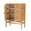 Baxton Studio Vivan Brown Rattan and Mahogany Wood 3-Shelf Storage Cabinet view 2