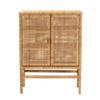 Baxton Studio Vivan Brown Rattan and Mahogany Wood 3-Shelf Storage Cabinet view 3