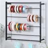 Ribbon Holder Organizer Display Stand Wall Mount Ribbon Holder Stand Black White, Square Metal 4 Layer Versatile Storage Organizer for Wrapping Paper Silk Scarf, Flower Shop Craft Room Gift Shops ( Co view 1