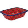 Polmedia Polish Pottery Rectangular Baker UNIKAT - Savvy Scarlet Pattern Handmade in Boleslawiec Poland by Ceramika Artystyczna + Certificate of Authenticity view 1