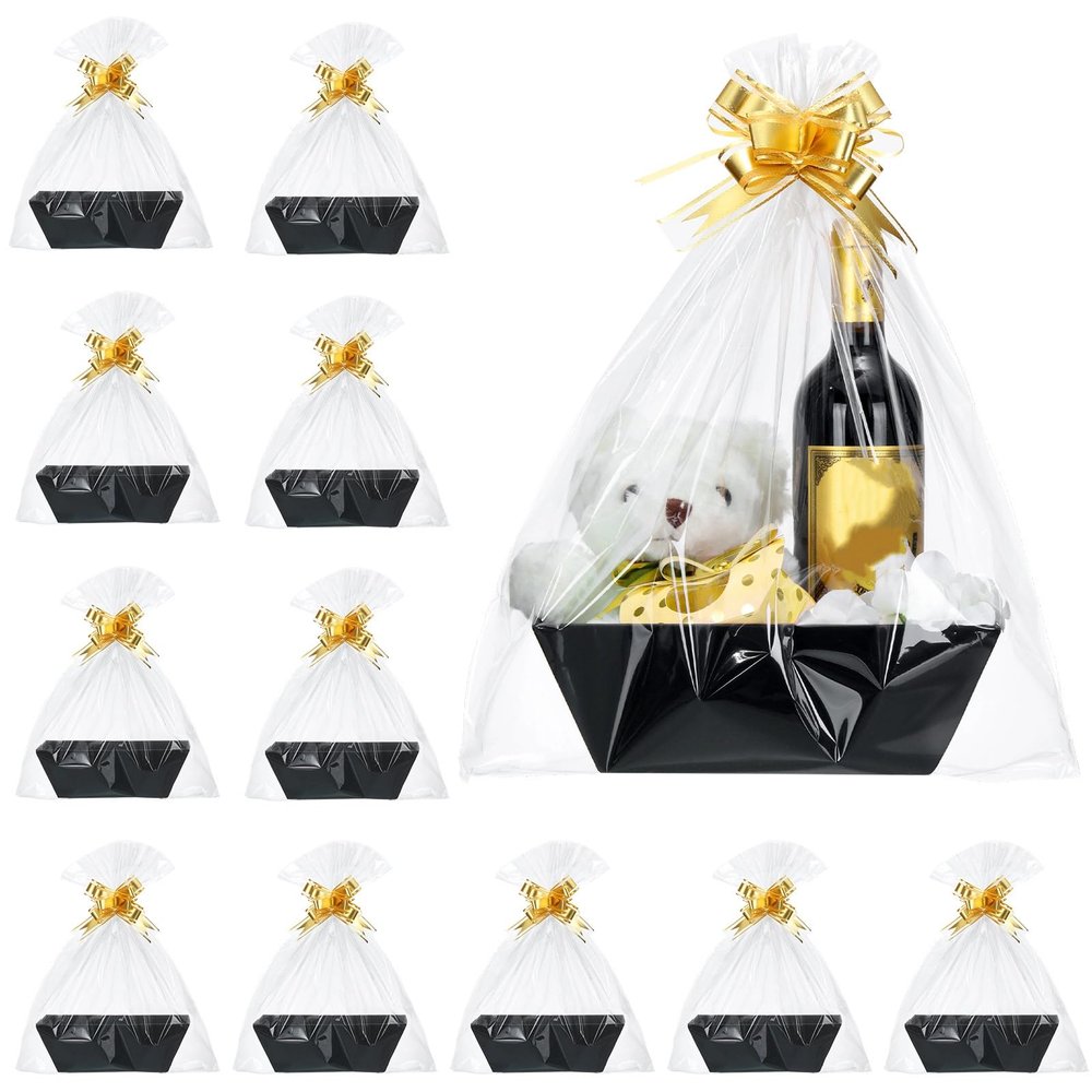 Thenshop 44 Pcs Empty Gift Basket Bulk,Basket Gifts, Black, Solid