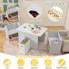 Costzon Kids Table and Chair Set, 4-in-1 Activity Table and 2 Chairs Set for Drawing, Reading, Multi-Purpose Kids Desk w/Lid, Removable Under Table Storage Bin, Stackable Chairs Cabinet (Grey) view 3