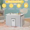 Costzon Kids Table and Chair Set, 4-in-1 Activity Table and 2 Chairs Set for Drawing, Reading, Multi-Purpose Kids Desk w/Lid, Removable Under Table Storage Bin, Stackable Chairs Cabinet (Grey) view 4