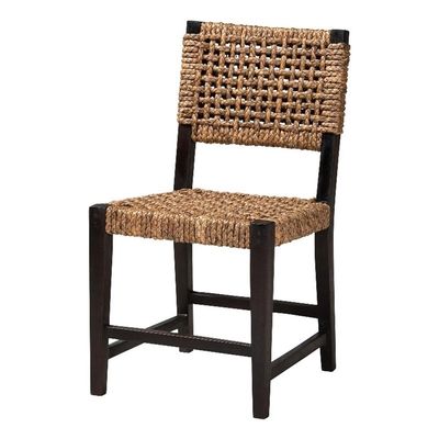 Baxton Studio Alise Dark Brown Mahogany Wood and Banana Fiber Dining Chair