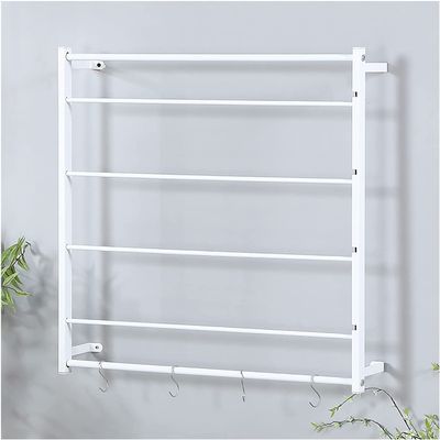 Ribbon Holder Organizer Display Stand Wall Mount Ribbon Holder Stand Black White, Square Metal 4 Layer Versatile Storage Organizer for Wrapping Paper Silk Scarf, Flower Shop Craft Room Gift Shops ( Co