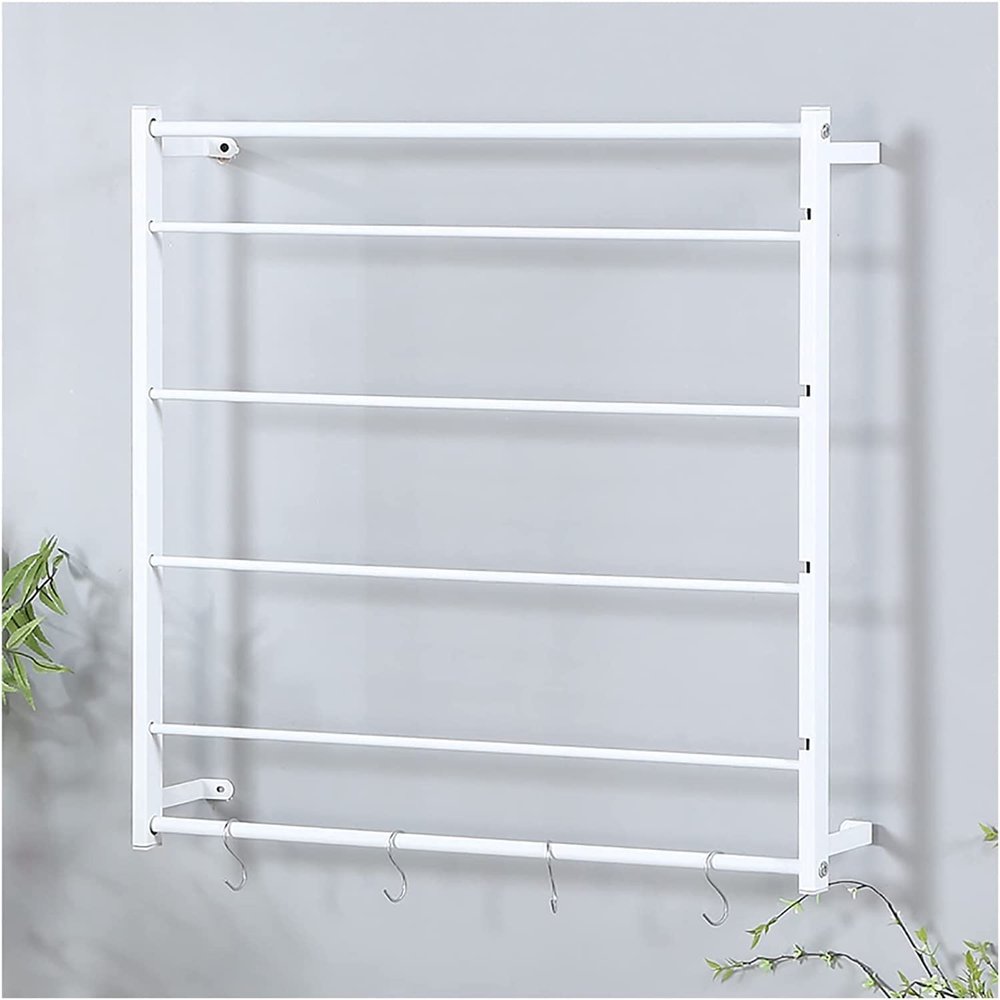 Ribbon Holder Organizer Display Stand Wall Mount Ribbon Holder Stand Black White, Square Metal 4 Layer Versatile Storage Organizer for Wrapping Paper Silk Scarf, Flower Shop Craft Room Gift Shops ( Co