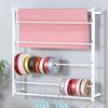 Ribbon Holder Organizer Display Stand Wall Mount Ribbon Holder Stand Black White, Square Metal 4 Layer Versatile Storage Organizer for Wrapping Paper Silk Scarf, Flower Shop Craft Room Gift Shops ( Co view 2