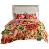 Benjara Dahl 3 Piece King Quilt Set, 2 Pillow Shams, Polyester Fill, Multicolor view 4