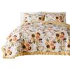 Benjara Kelsa 2 Piece Twin Quilt Set with Pillow Sham, Cotton, Ruffled Border, Gold view 1