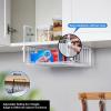 AmonHouseware 2 Pack Hanging Under Shelf Storage Basket,Adjustable Under Cabinet Add-on Storage Racks Slide-in Baskets Organizer for Laundry Room Kitchen Pantry Desk Bookshelf, White view 2
