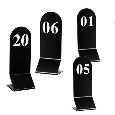 V3VOGUE Table Numbers 1-20 Black Acrylic Restaurant Table Numbers Cards Digital Signs - Lightweight and Easy to Clean - Stackable Table Number Signs for Bar Party Banquets Cafs