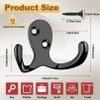 Telodyme 20 Pcs Coat Hooks,Heavy Duty Double Prong Hooks with 40 Screws,Wall Hooks Robe Hooks for Bathroom Kitchen Entryway,No Rust Wall Mounted Utility Hooks for Towel Key Bag Scarf Cup(Black) view 2