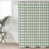 Sage Green Buffalo Plaid Shower Curtain Set - 72" x 78" Washable Bathtub Curtain with 12 Hooks, Farmhouse Green White Checkered Waterproof Fabric Stall Shower Curtains for Bathroom/Bathtub Dcor view 1