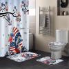 Fourth of July 4 Piece Shower Curtain Sets with Non-Slip Rugs, Toilet Lid Cover and Bath Mat, American Flag Stars Cute Gnomes Patriotic Theme Shower Curtain with 12 Hooks, Durable and Waterproof view 1