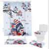 Fourth of July 4 Piece Shower Curtain Sets with Non-Slip Rugs, Toilet Lid Cover and Bath Mat, American Flag Stars Cute Gnomes Patriotic Theme Shower Curtain with 12 Hooks, Durable and Waterproof view 2