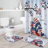 Fourth of July 4 Piece Shower Curtain Sets with Non-Slip Rugs, Toilet Lid Cover and Bath Mat, American Flag Stars Cute Gnomes Patriotic Theme Shower Curtain with 12 Hooks, Durable and Waterproof view 3