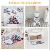 Fourth of July 4 Piece Shower Curtain Sets with Non-Slip Rugs, Toilet Lid Cover and Bath Mat, American Flag Stars Cute Gnomes Patriotic Theme Shower Curtain with 12 Hooks, Durable and Waterproof view 4