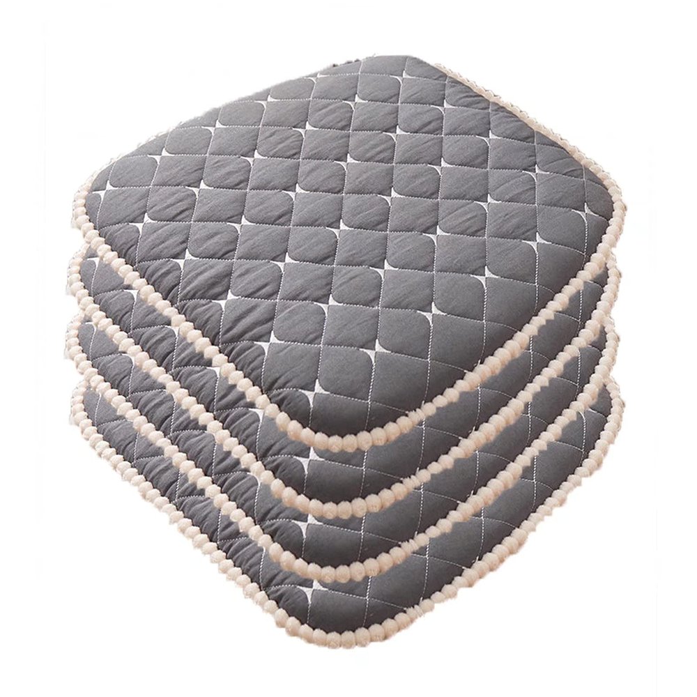 ZIBENE Chair Cushions for Dining Chairs 4 Pack, Kitchen Chair Pads Non Slip, Seat Cushion for Dining Room with Ties, U Shape Kitchen Seat Pads Plaid Pattern, 18x18 Dining Chair Cushions Set Grey