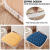ZIBENE Chair Cushions for Dining Chairs 4 Pack, Kitchen Chair Pads Non Slip, Seat Cushion for Dining Room with Ties, U Shape Kitchen Seat Pads Plaid Pattern, 18x18 Dining Chair Cushions Set Grey view 3