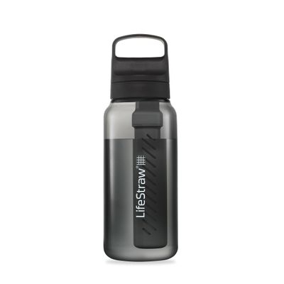 LifeStraw Go Series BPA-Free Water Filter Bottle for Travel and Everyday Use removes Bacteria, Parasites and Microplastics, Improves Taste, 1L, Nordic Noir'
