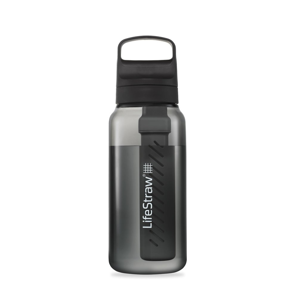 LifeStraw Go Series BPA-Free Water Filter Bottle for Travel and Everyday Use removes Bacteria, Parasites and Microplastics, Improves Taste, 1L, Nordic Noir'